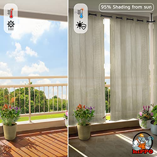 HIPPO 230 GSM Outdoor Sun Blocking Balcony Eyelet/Grommet Curtains Sun & UV Protection, Light Filtering 4.5FTX9FTLong Door Curtain (Sahara-Sand) - Image 2
