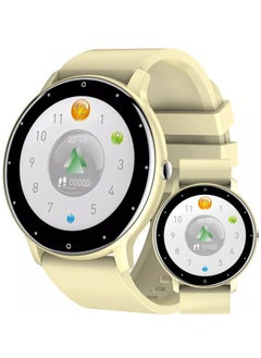 RollsTimi  Men's Round Bluetooth Smartwatch, 1.28 Inch Full Screen Touch, Answer/Make Calls, Message And Event Reminders, Exercise Sleep Heart Rate Monitoring, Support Multiple Languages, Android 5.0 And IOS 9.0 And Above Universal, RT ZL02 Pro Yellow  - Image 1