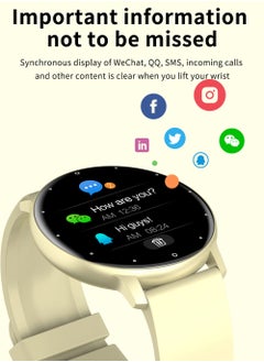 RollsTimi  Men's Round Bluetooth Smartwatch, 1.28 Inch Full Screen Touch, Answer/Make Calls, Message And Event Reminders, Exercise Sleep Heart Rate Monitoring, Support Multiple Languages, Android 5.0 And IOS 9.0 And Above Universal, RT ZL02 Pro Yellow  - Image 5