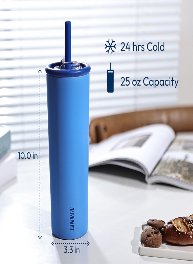 LINVIA Candy Tumbler, 25 oz Insulated Stainless Steel Water Bottle, 2-in-1 Lid with Flexible Straw, BPA-Free, Cup Holder Friendly, Dishwasher Safe, Teal - Image 4