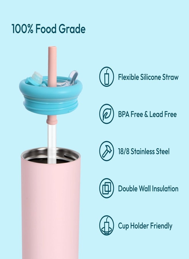 LINVIA Candy Tumbler, 25 oz Insulated Stainless Steel Water Bottle, 2-in-1 Lid with Flexible Straw, BPA-Free, Cup Holder Friendly, Dishwasher Safe, Teal - Image 1