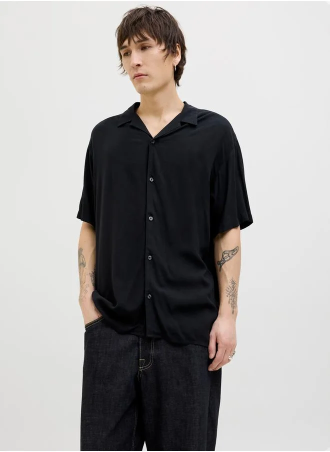 JACK & JONES Solid Resort Collar Short Sleeve Shirt