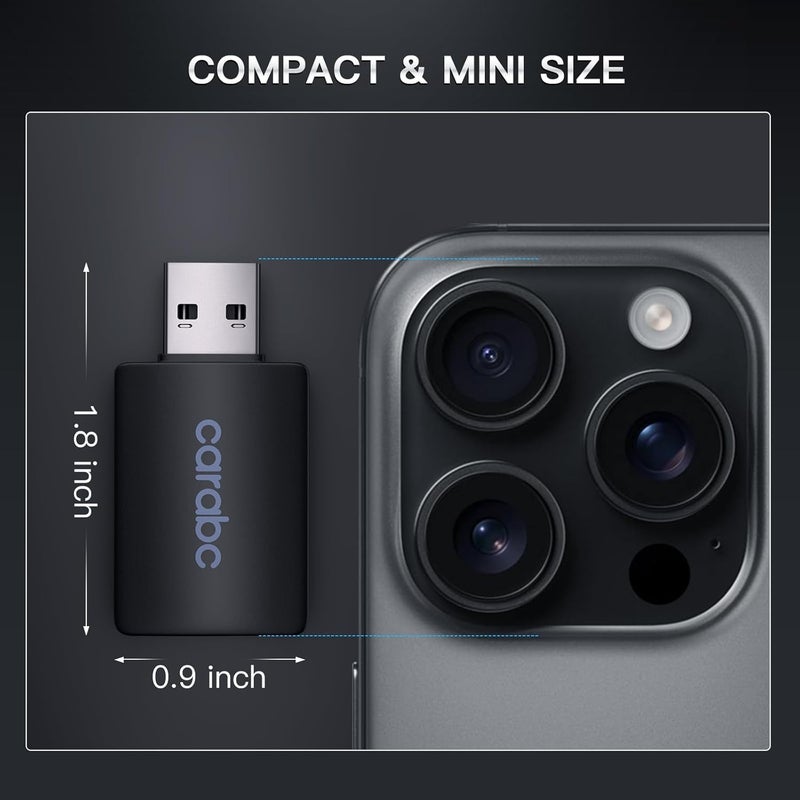 CarABC Upgraded Wireless CarPlay Adapter for iPhone,Low Latency Wilreless Carplay Adapter Convert Wired to Apple Wireless CarPlay Dongle,Plug and Play Mini Size,for Cars from 2016 - Image 4