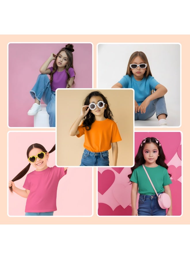 PRINTSHOP4ME Pack Of 5 Girls T-Shirts – Soft Cotton Round Neck Short Sleeve Tees For Daily Wear – Comfortable Fit For School,Daily Use,Outdoor Play, Weekend Trips And Travel - Image 2