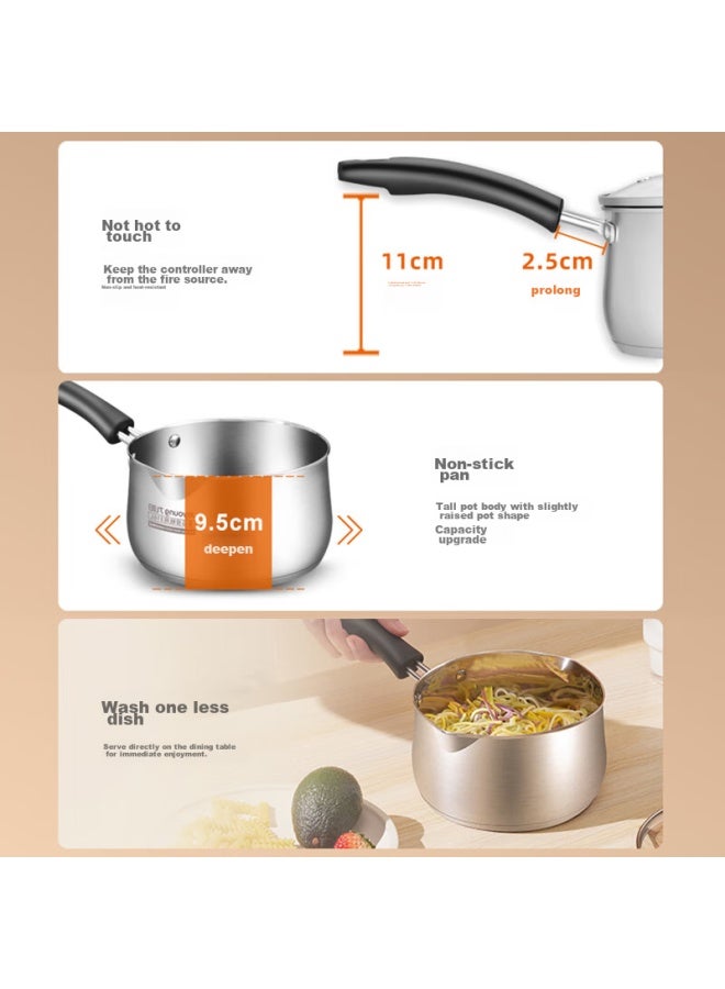 Joyoung Milk Pot And Baby Food Pot, 316l Stainless Steel, Suitable For Noodles And Heating Milk, Compatible With Gas And Induction Stoves, 18cm Small Soup Pot, Cj171 - Image 4