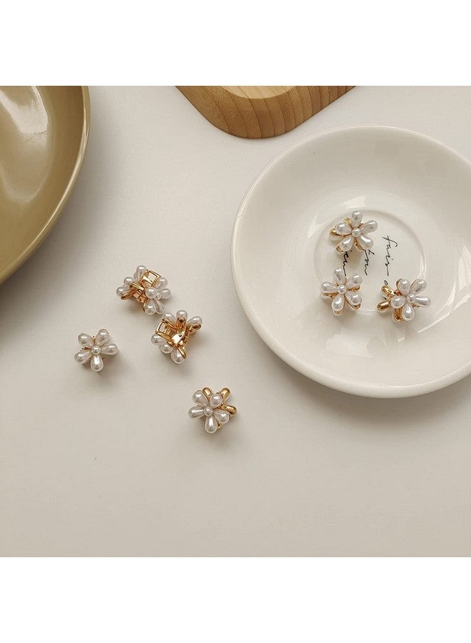 SUNBIRD 4 Pcs Fashion Mini Pearl Hair Claws For Women Small Flower Clips Set Hair Accessories Gold Crab Girls Headwear Wedding - Image 3