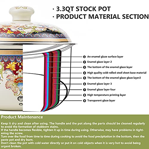 OLYTARU Nonstick Deep Enamel on Steel Stock Pot/Stockpot with Lid, 3 Quart (3L) - Image 3