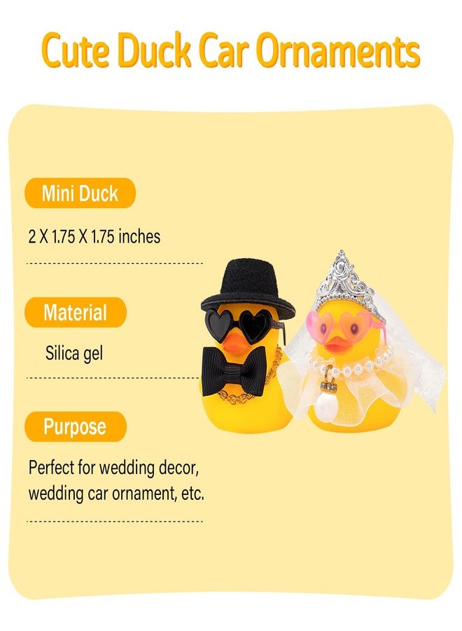 wonuu Pair Set of 2 Bride and Groom Rubber Ducks for Wedding Favors, Party Favors, Ceremony Gift Set, Marriage Souvenir, Marry Blessings, Aniversary Present, White Dess with Veil&Soft Top Hat - Image 3