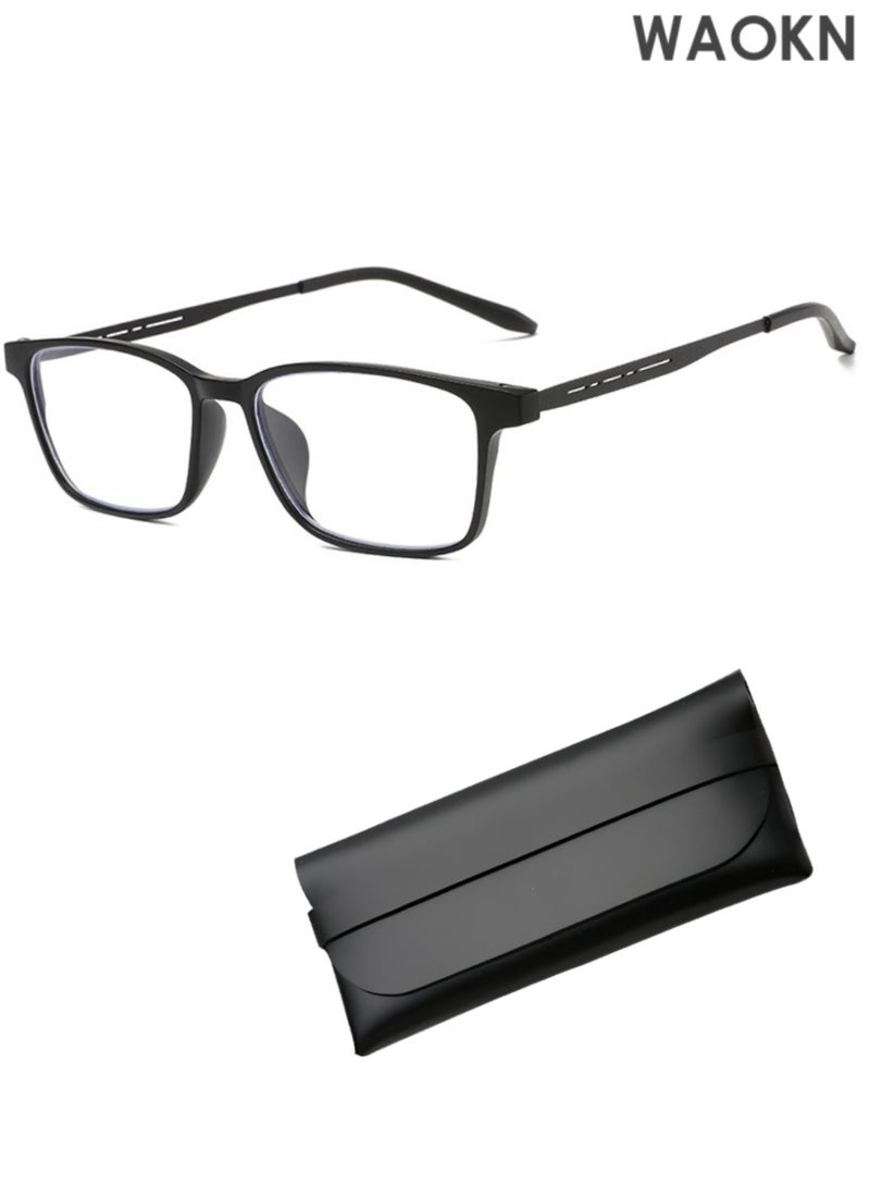 دبليو أيه أو كي أن نظارات قراءة مستطيلة خفيفة الوزن، مصنوعة من التيتانيوم المرن TR90، مضادة للضوء الأزرق. نظارات قراءة مربعة للنساء والرجال، بإطار TR، مانعة للضوء الأزرق، مضادة للوهج، مضادة لإجهاد العين، غير قابلة للكسر. - Image 1
