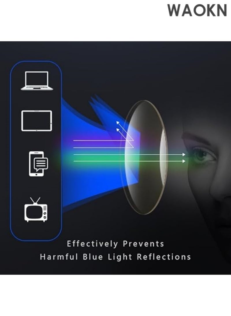 دبليو أيه أو كي أن نظارات قراءة مستطيلة خفيفة الوزن، مصنوعة من التيتانيوم المرن TR90، مضادة للضوء الأزرق. نظارات قراءة مربعة للنساء والرجال، بإطار TR، مانعة للضوء الأزرق، مضادة للوهج، مضادة لإجهاد العين، غير قابلة للكسر. - Image 5