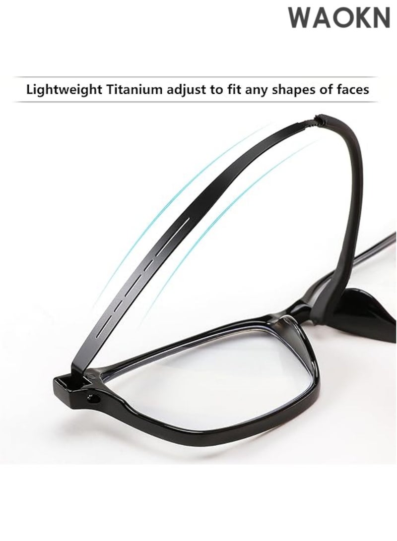 دبليو أيه أو كي أن نظارات قراءة مستطيلة خفيفة الوزن، مصنوعة من التيتانيوم المرن TR90، مضادة للضوء الأزرق. نظارات قراءة مربعة للنساء والرجال، بإطار TR، مانعة للضوء الأزرق، مضادة للوهج، مضادة لإجهاد العين، غير قابلة للكسر. - Image 2