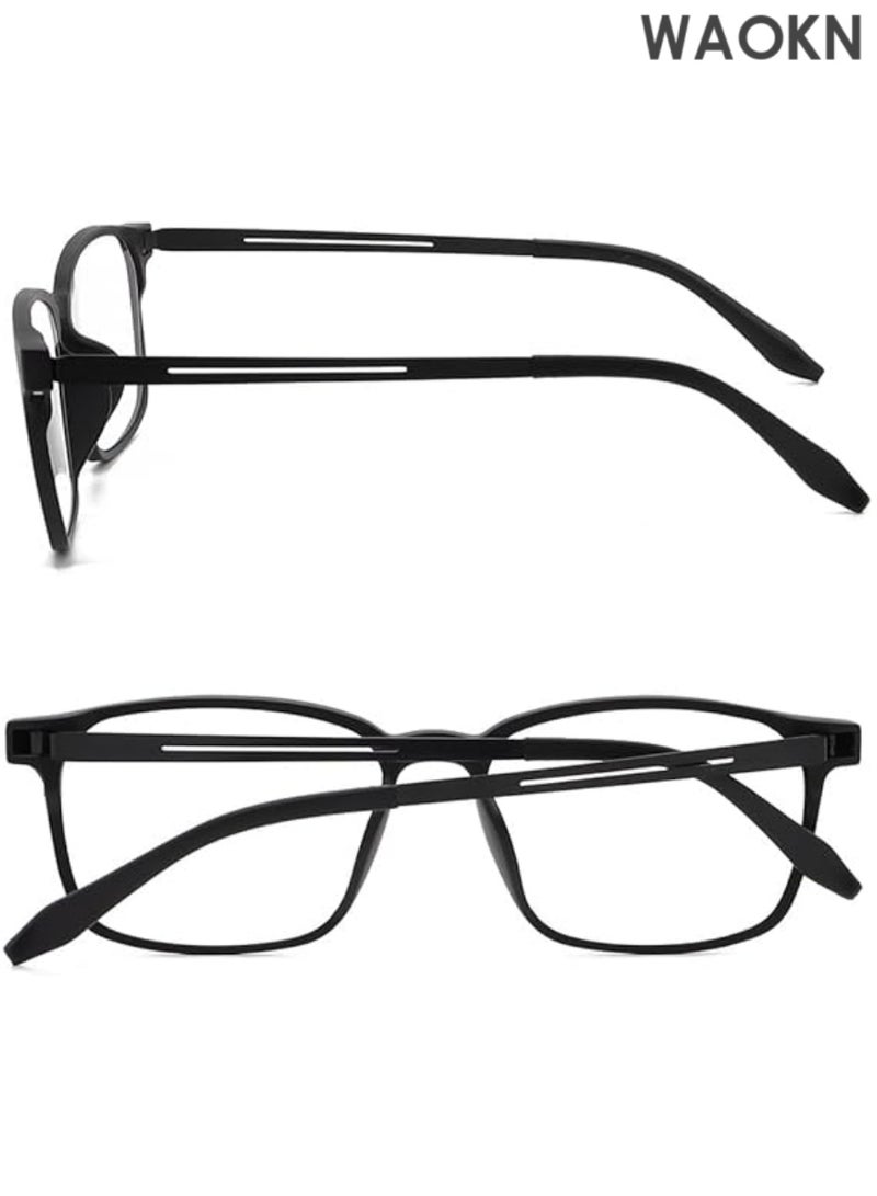 دبليو أيه أو كي أن نظارات قراءة مستطيلة خفيفة الوزن، مصنوعة من التيتانيوم المرن TR90، مضادة للضوء الأزرق. نظارات قراءة مربعة للنساء والرجال، بإطار TR، مانعة للضوء الأزرق، مضادة للوهج، مضادة لإجهاد العين، غير قابلة للكسر. - Image 4