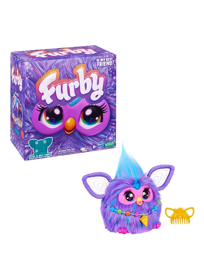 Furby أرجواني، 15 ملحقات أزياء، ألعاب قماشية تفاعلية للأطفال من سن 6 سنوات، أنيماترونيك مفعلة بالصوت - Image 1