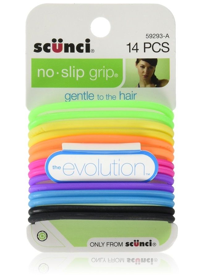 Scunci The Evolution No Slip Grip Hair Ties Assorted Color - 14 CT