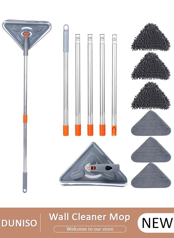 DUNISO Wall Cleaner Mop with Long Handle 82 Inches, Ceiling Cleaner,3-in-1 Ceiling Cleaning Tool Duster with 6 Replacement Microfiber Chenille Pads for Painted Walls, Window, Floor, Baseboard for Home and Office Use - Image 1