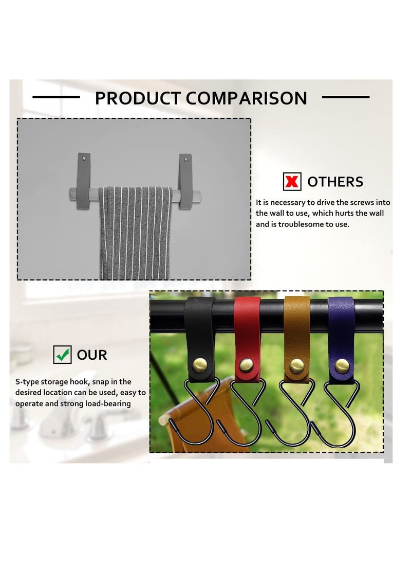 Zikra 10pcs Leather Hooks for Hanging Camping Hook Hanger Stroller Hooks Leather Hooks for Coat Towel Kitchen Bathroom - Image 5