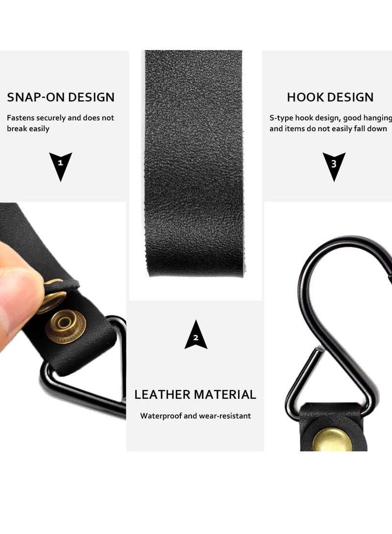 Zikra 10pcs Leather Hooks for Hanging Camping Hook Hanger Stroller Hooks Leather Hooks for Coat Towel Kitchen Bathroom - Image 2