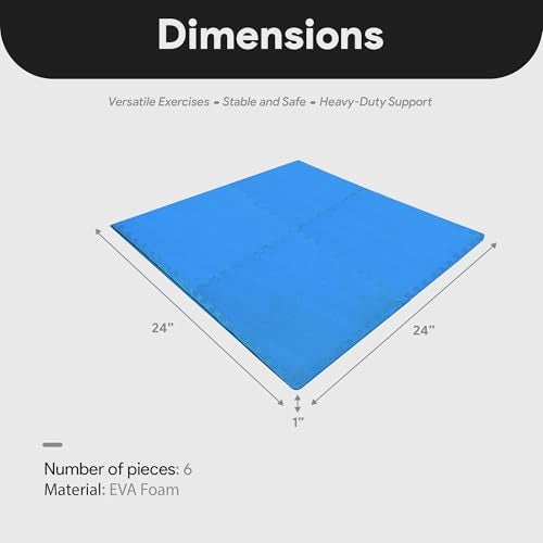 BalanceFrom Puzzle Exercise Mat 1/2" Thick, EVA Interlocking Foam Floor Tiles for Home Gym, Mat for Home Workout Equipment, Floor Padding for Kids, Blue, 24 in x 24 in x 1/2 in, 48 Sq Ft - 12 Tiles - Image 4