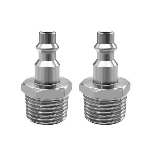 Beduan Stainless 14 Air Hose Adapter Fittings 12 MPT Male Threaded Air Compressor Plug universal Industrial IM Type DPack of 2 - Image 1