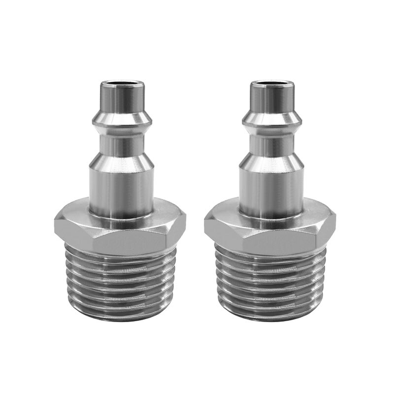 Beduan Stainless 14 Air Hose Adapter Fittings 12 MPT Male Threaded Air Compressor Plug universal Industrial IM Type DPack of 2 - Image 2