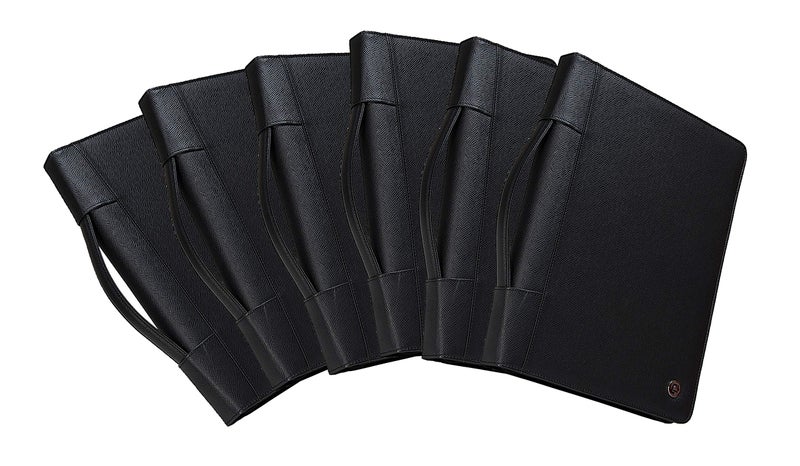 CaseIt Executive Zippered Padfolio with Removable 3Ring Binder and Letter Size Writing Pad Black 6 Pack