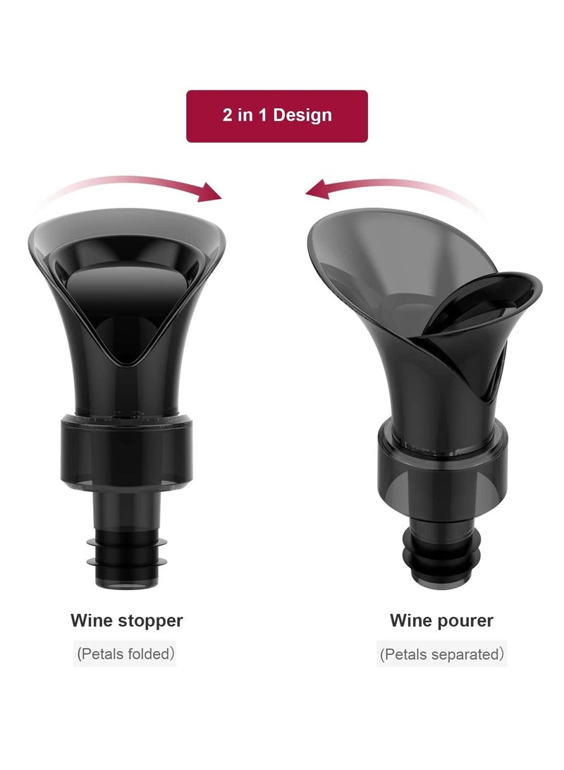 KASTWAVE Wine Stopper and Pourer, 2 In 1 Design Flower Shape Decorative and Reusable Wine Pourer, Leakproof Silicone Wine Bottle Stopper(2 Pcs)  - Image 3