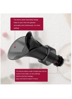 KASTWAVE Wine Stopper and Pourer, 2 In 1 Design Flower Shape Decorative and Reusable Wine Pourer, Leakproof Silicone Wine Bottle Stopper(2 Pcs)  - Image 2