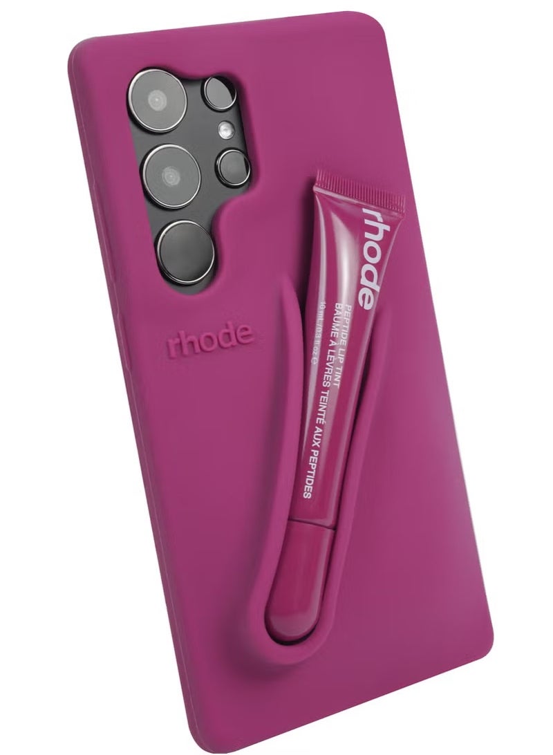 rhode Samsung Silicone Lip Holder for Cell Phone, Lip Gloss Adhesive Sleeve for Phone, Lip Holder Stick-on Phone Case, Back Stick On Holder for Samsung Phones（Raspberry Jelly） - Image 3