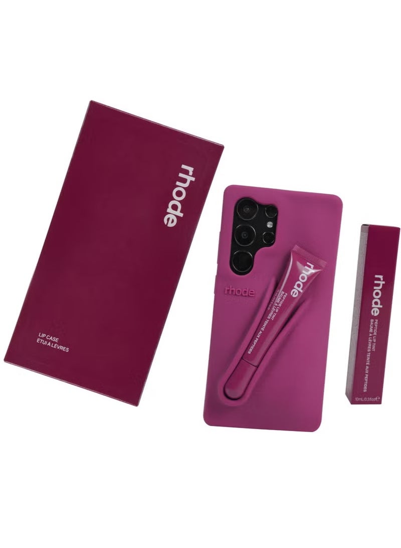 rhode Samsung Silicone Lip Holder for Cell Phone, Lip Gloss Adhesive Sleeve for Phone, Lip Holder Stick-on Phone Case, Back Stick On Holder for Samsung Phones（Raspberry Jelly） - Image 1