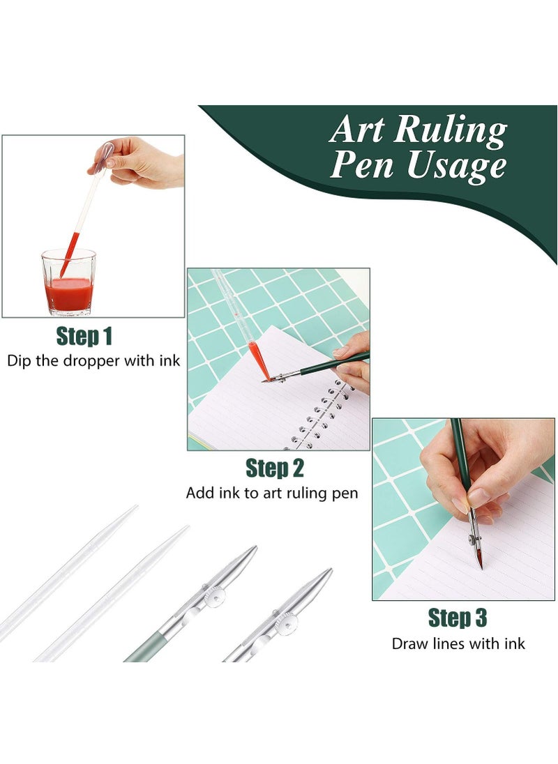 Y&D - 8 Pieces Art Ruling Pen Set Masking Fluid with Glue Residue Eraser and 5ml Disposable Pipettes Droppers, Line Drawing Tool, contain 2Pcs Pen, Droppers 4Pcs - Image 1