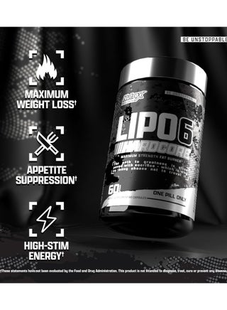 Lipo 6 Hardcore Maximum Fat Burner, Helps Reduce Appetite And Cravings, Fires Up Metabolism, 60 Capsules - view 2