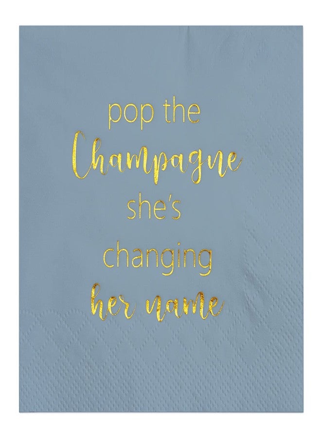 Crisky Dusty Blue Bridal Shower Cocktail Napkins Bachelorette Dessert Napkins Gold Foil Bachelorette Bridal Shower Engagement Party Decoration Party Supplies [ 50 Count 3-ply] - Image 1