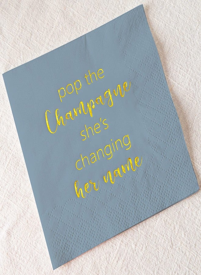 Crisky Dusty Blue Bridal Shower Cocktail Napkins Bachelorette Dessert Napkins Gold Foil Bachelorette Bridal Shower Engagement Party Decoration Party Supplies [ 50 Count 3-ply] - Image 5