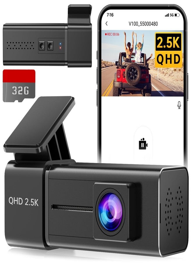 E-YEEGER Dash Cam, 2.5K WiFi Dash Camera for Cars, E-YEEGER Mini Dashcam with App, Front Car Camera, G-Sensor, Loop Recording, Night Vision, 24H Parking Mode, 32G SD Card Included, Support 256GB Max - Image 1