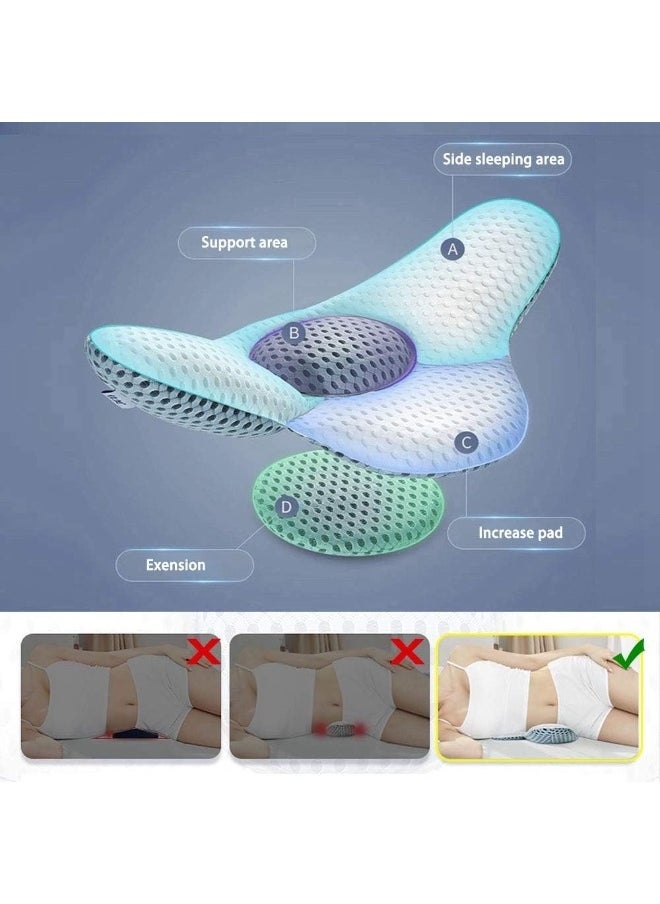 ELTRAZONE Adjustable Lumbar Pillow for Sleeping – 3D Contoured Back Support Cushion with Adjustable Height, Ergonomic Leaf Shape Design for Lower Back, Sciatica, and Waist Pain Relief – Ideal for Side, Back & Stomach Sleepers, Pregnancy Support – Off-White  - Image 3