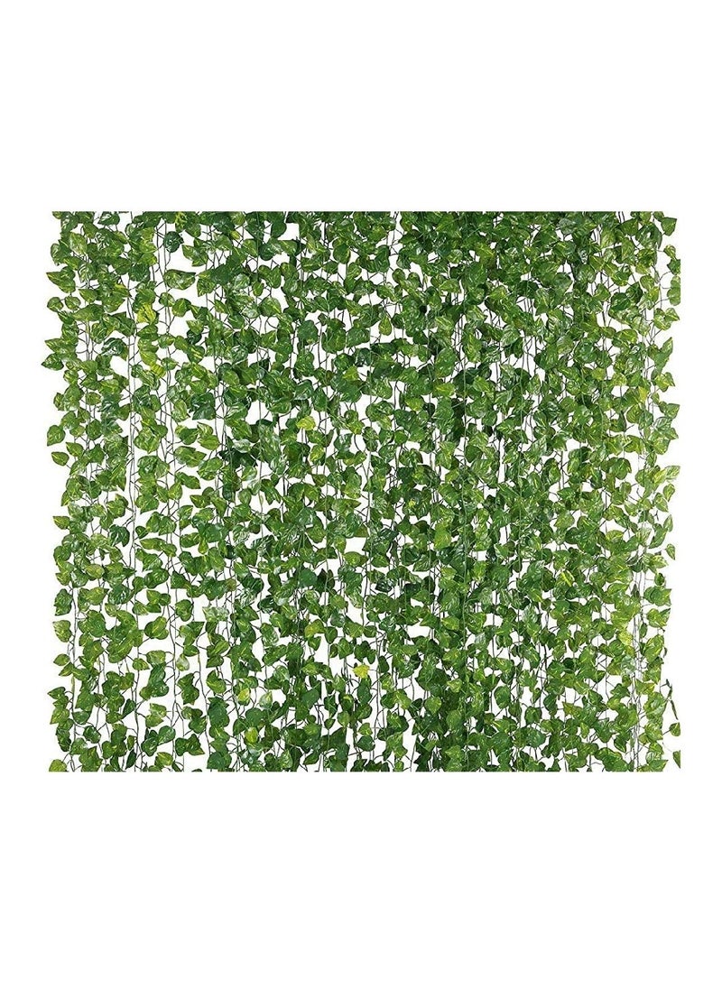 Unique Flowers Unique Flowers Home Decor Artificial Wall Hanging Garland Money Plant Leaf Creeper Pack of 24 Strings Length 7 Feet Green  - Image 1