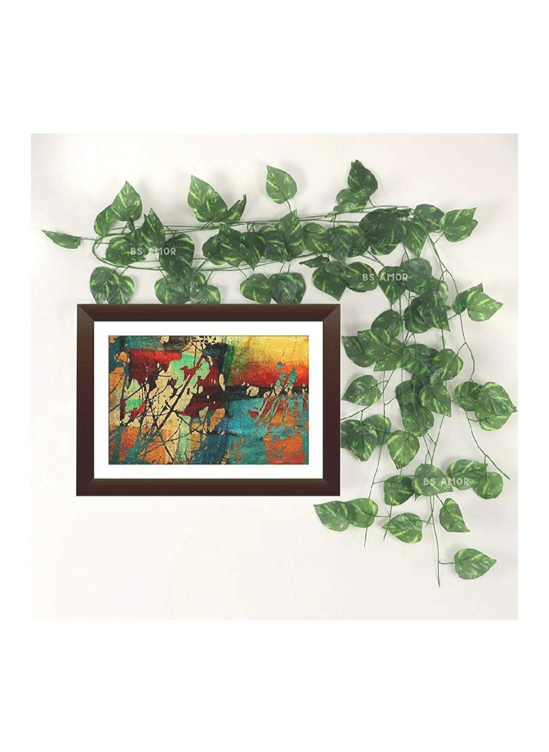 Unique Flowers Unique Flowers Home Decor Artificial Wall Hanging Garland Money Plant Leaf Creeper Pack of 24 Strings Length 7 Feet Green  - Image 3