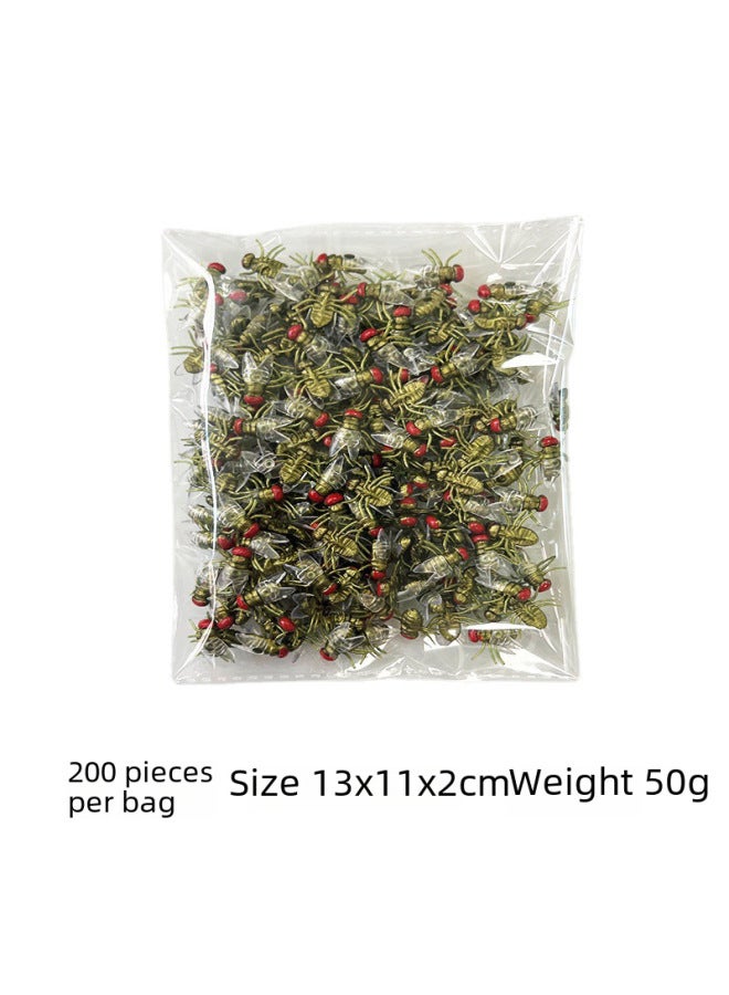 Loquat Simulation Fly Toy Animal Model Spoof Trick Fly Spider  Mini Fly Trick Toy-Color:(3601) Green Flies 200 Only A Bag - Image 4