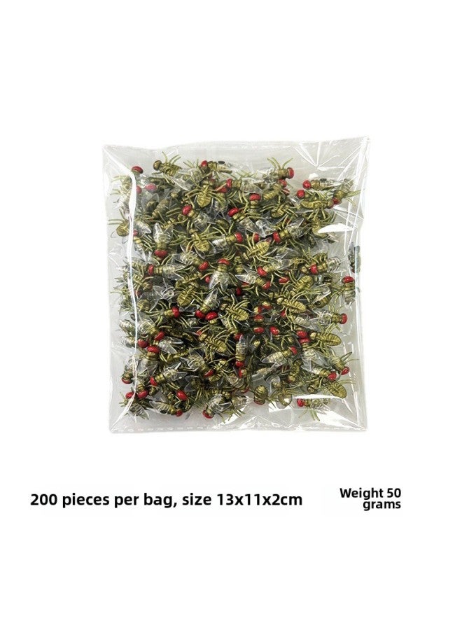 Loquat Simulation Fly Toy Animal Model Spoof Trick Fly Spider  Mini Fly Trick Toy-Color:(3601) Green Flies 200 Only A Bag - Image 1