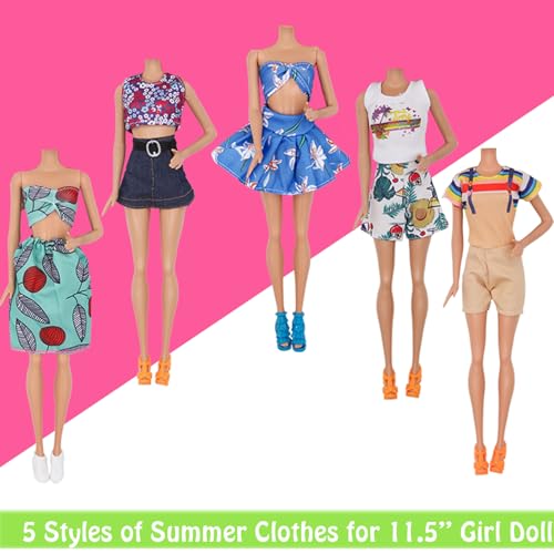 ZTWEDEN 89Pcs Doll Clothes and Accessories for 12 Inch Boy and 11.5 Inch Girl Doll Includes 32 Seaside Wear Clothes Bikini Marine Animal Surfboard Diving Swimming Sets 19 Pairs Shoes for Dolls - Image 3