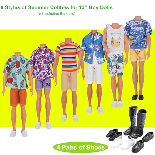 ZTWEDEN 89Pcs Doll Clothes and Accessories for 12 Inch Boy and 11.5 Inch Girl Doll Includes 32 Seaside Wear Clothes Bikini Marine Animal Surfboard Diving Swimming Sets 19 Pairs Shoes for Dolls - Image 2