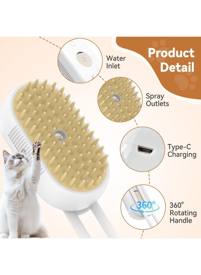فرشاة البخار 4 في 1 للقطط والكلاب القابلة لإعادة الشحن – فرشاة إزالة الشعر المتساقط وفك التشابك للحيوانات الأليفة بهدوء – فرشاة تدليك مريحة ذات ضوضاء منخفضة للشعر الطويل والقصير – عناية وترطيب بالبخار لفرْو ناعم ولامع – فرشاة تمشيط آمنة ومقاومة للماء للقطط المنزلية والكلاب الكبيرة والصغيرة. - Image 3