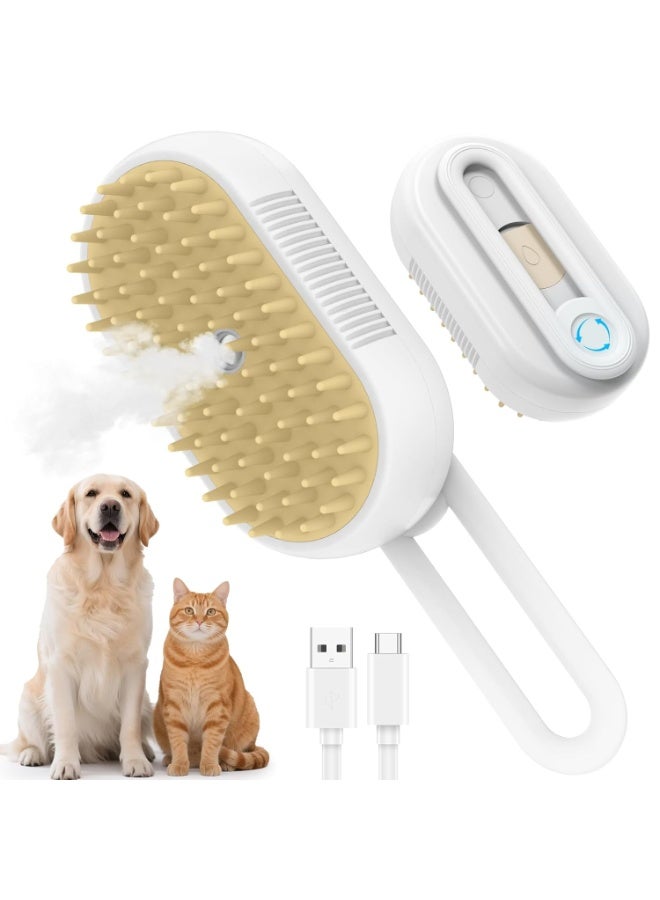 فرشاة البخار 4 في 1 للقطط والكلاب القابلة لإعادة الشحن – فرشاة إزالة الشعر المتساقط وفك التشابك للحيوانات الأليفة بهدوء – فرشاة تدليك مريحة ذات ضوضاء منخفضة للشعر الطويل والقصير – عناية وترطيب بالبخار لفرْو ناعم ولامع – فرشاة تمشيط آمنة ومقاومة للماء للقطط المنزلية والكلاب الكبيرة والصغيرة. - Image 1