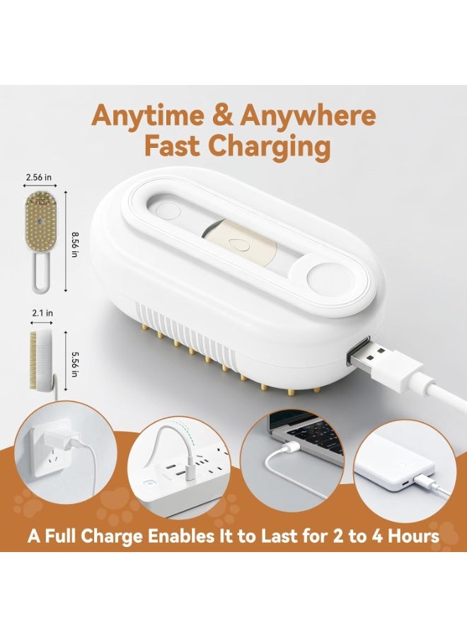 فرشاة البخار 4 في 1 للقطط والكلاب القابلة لإعادة الشحن – فرشاة إزالة الشعر المتساقط وفك التشابك للحيوانات الأليفة بهدوء – فرشاة تدليك مريحة ذات ضوضاء منخفضة للشعر الطويل والقصير – عناية وترطيب بالبخار لفرْو ناعم ولامع – فرشاة تمشيط آمنة ومقاومة للماء للقطط المنزلية والكلاب الكبيرة والصغيرة. - Image 5