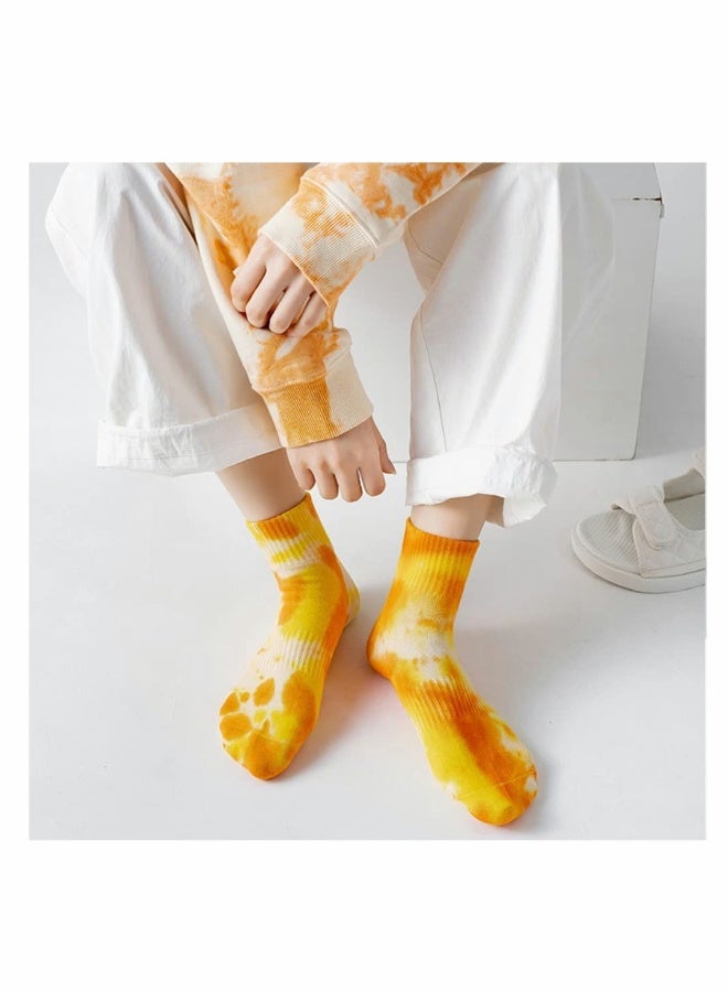 جوارب مطاطية ملونة بتصميم تTie Dye، جوارب قطنية مرحة وعصرية للنساء والرجال والفتيات والفتيان - Image 3