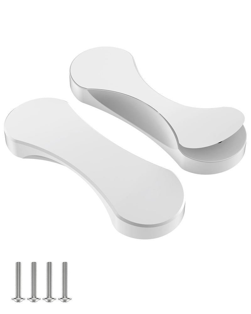 Mebantoo 2 Pack Adhesive Cabinet Handles, 3 Inch Self-Stick Knobs, Barn Door & Finger Pulls For Closets, Sliding Shower Glass Doors, Wardrobes, Drawers, Windows (2, White) - Image 1