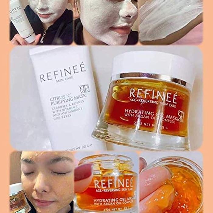 Refinee Hydrating & Repairing Gel Face Mask with Argan Oil for Dry & Damaged Skin 2oz - Image 3