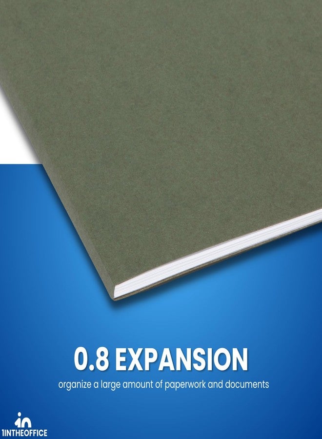 1InTheOffice Hanging File Folders Letter Size, File Cabinet Folders, Reinforced, 1/5 Tabs, Adjustable, Green, 25 Pack - Image 5