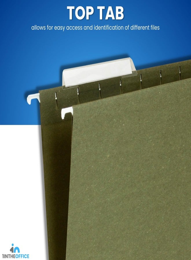 1InTheOffice Hanging File Folders Letter Size, File Cabinet Folders, Reinforced, 1/5 Tabs, Adjustable, Green, 25 Pack - Image 4