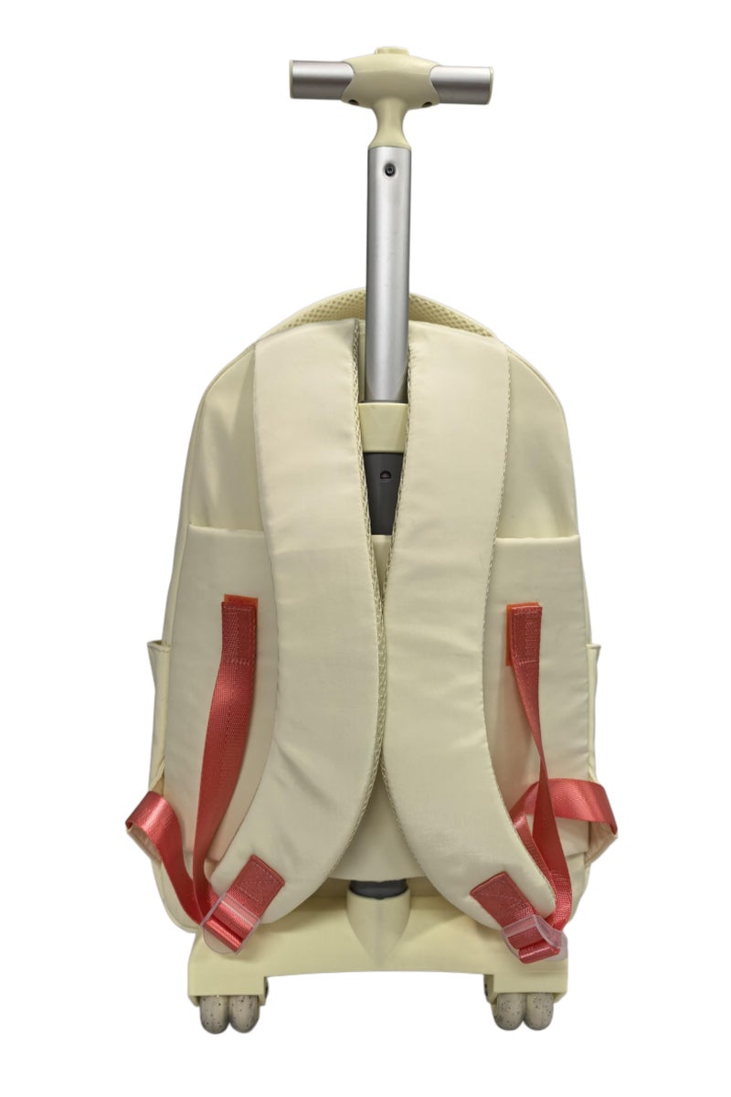 Chic Cream Lightweight Heart Quilted Trolley Backpack Set with Lunch Box & Pencil Case – Stylish, Durable, Holographic Heart Sunglasses Design, Cute & Functional School Bag for Kids, Girls - Image 4